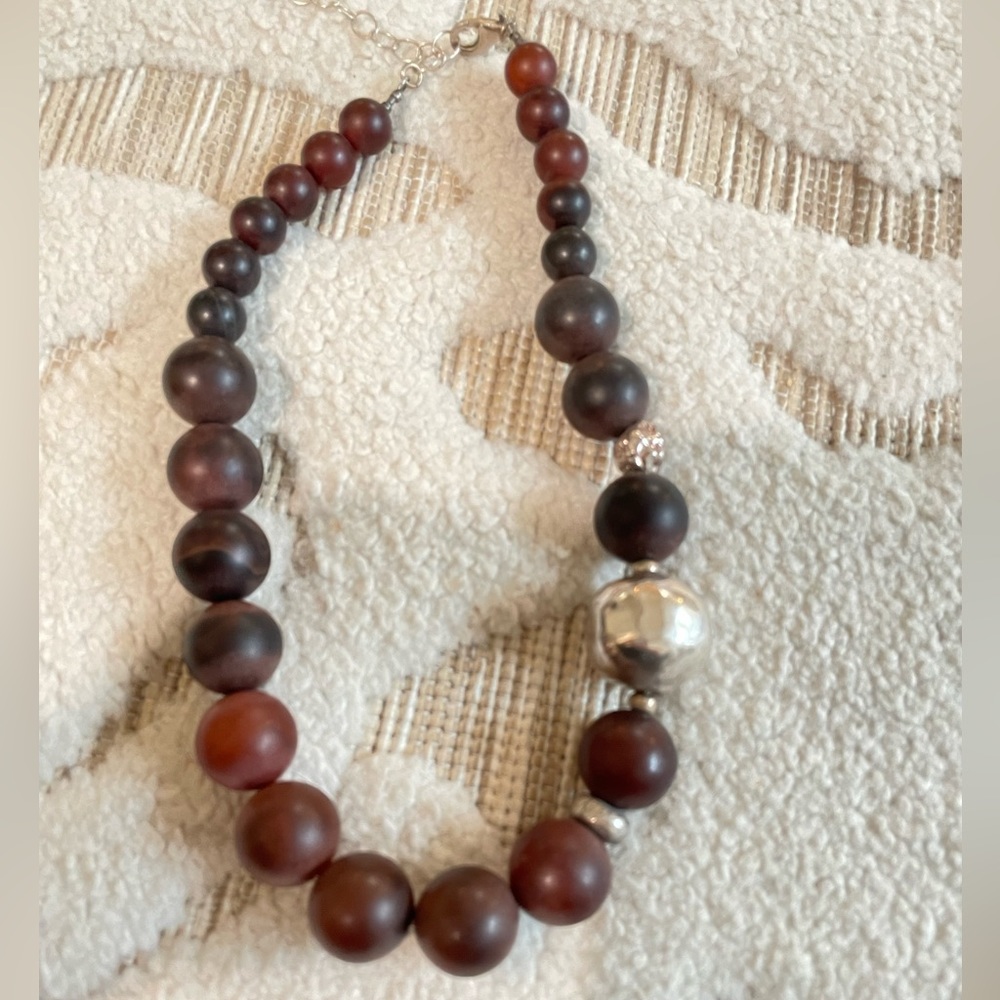 Silpada Red Agate and Silver Necklace